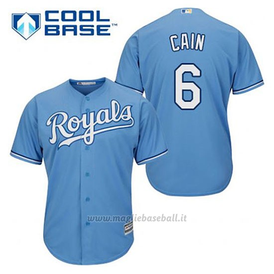 Maglia Baseball Uomo Kansas City Royals Lorenzo Cain 6 Powder Blu Alterner Cool Base